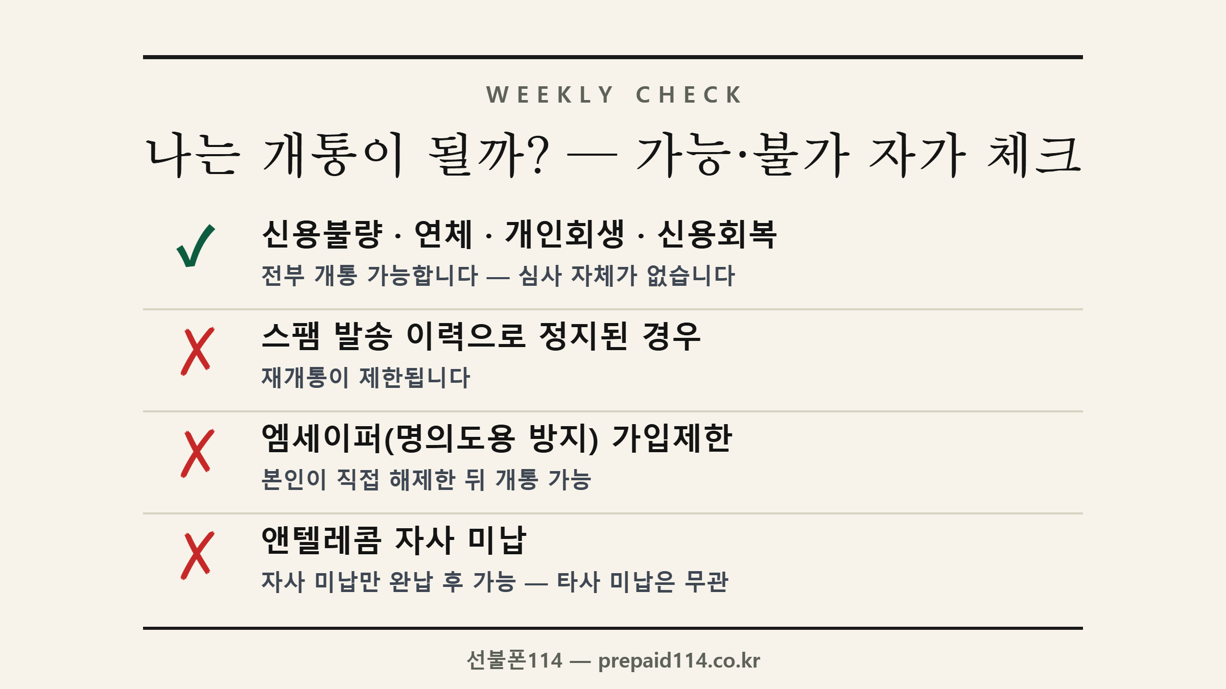 신용불량자 휴대폰 개통 가능·불가 자가 체크리스트