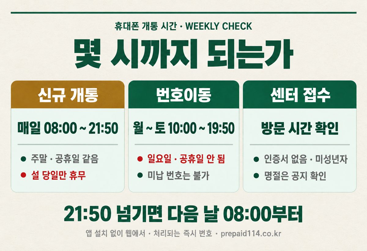 휴대폰 개통 시간 몇 시까지 — 신규·번호이동·센터 접수